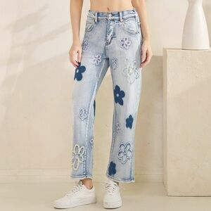 Oli & Hali Floral Embroidered Denim Jeans